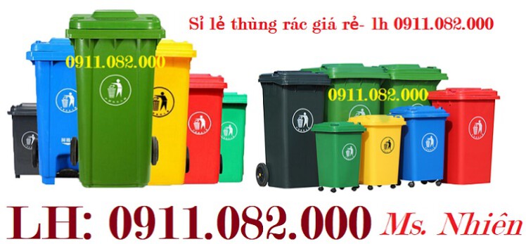 Sỉ thùng rác 660 lít giá rẻ tại vĩnh long- Thùng rác màu xanh, cam- lh 0911082000