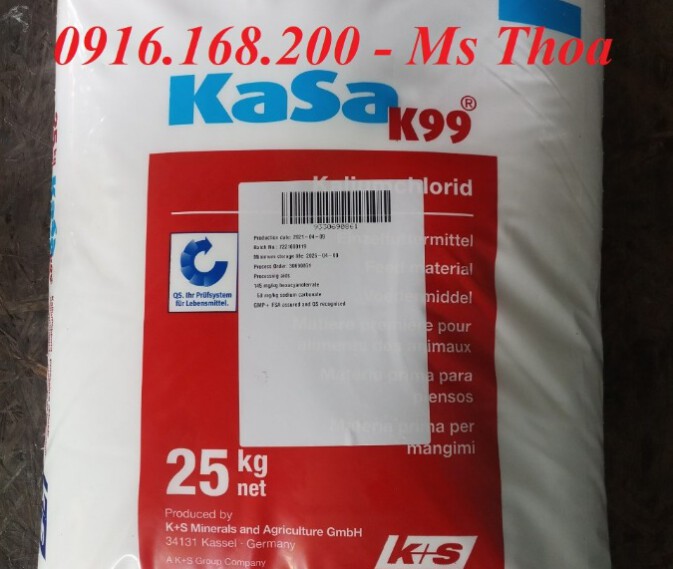 KASA K99 – KCl trắng, khoáng kali clorua cho tôm cá, nguyên liệu Đức