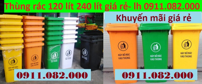 Thùng rác 240 lít giá rẻ tại đồng tháp- thùng rác nhựa hdpe nắp kin- lh 0911082000