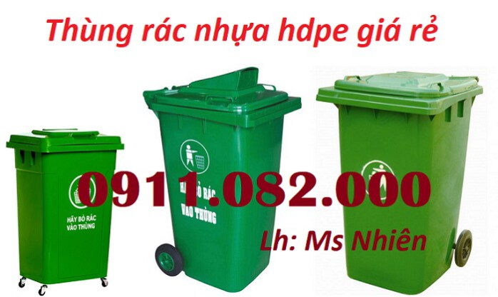 Chuyên cung cấp thùng rác nhựa tại sóc trăng- thùng rác 120L 240L 660L giá rẻ- lh 0911082000