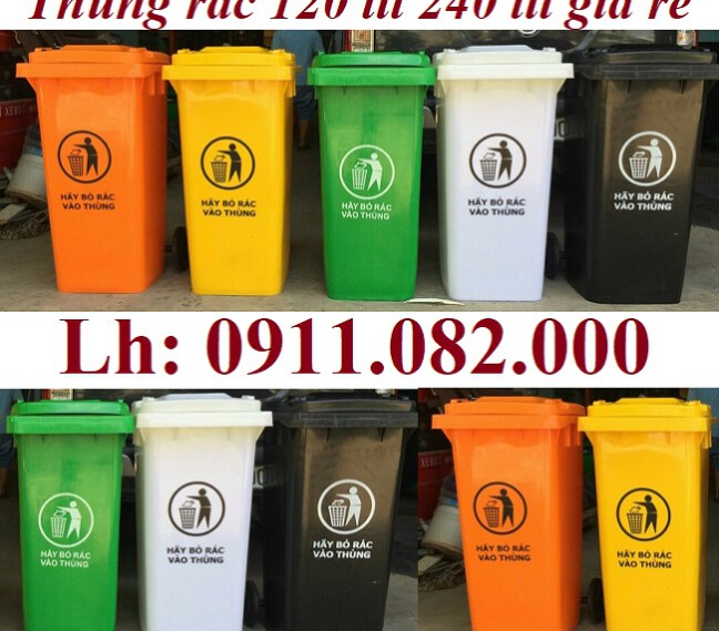 Sỉ thùng rác 120L 240L 660L giá rẻ tại đồng tháp- thùng rác nắp kín, bánh xe- lh 0911082000