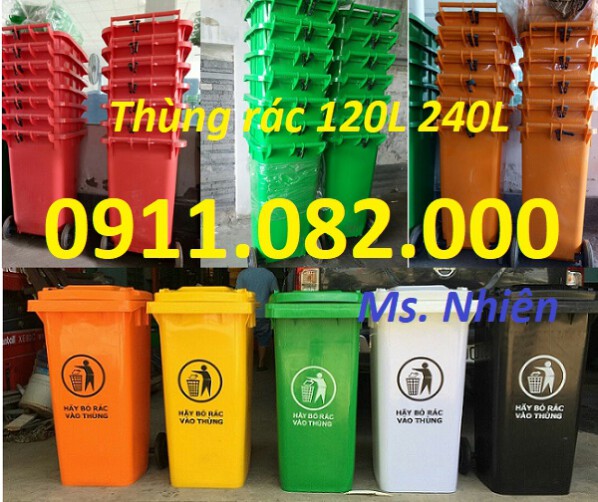 Phân phối thùng rác giá rẻ tại cần thơ- Cấu tạo của thùng rác 120L 240L 660L- lh 0911082000