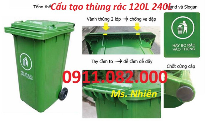 Hàng khuyến mãi thùng rác giá rẻ- thùng rác 120L 240L giá rẻ tại tiền giang- lh 0911082000