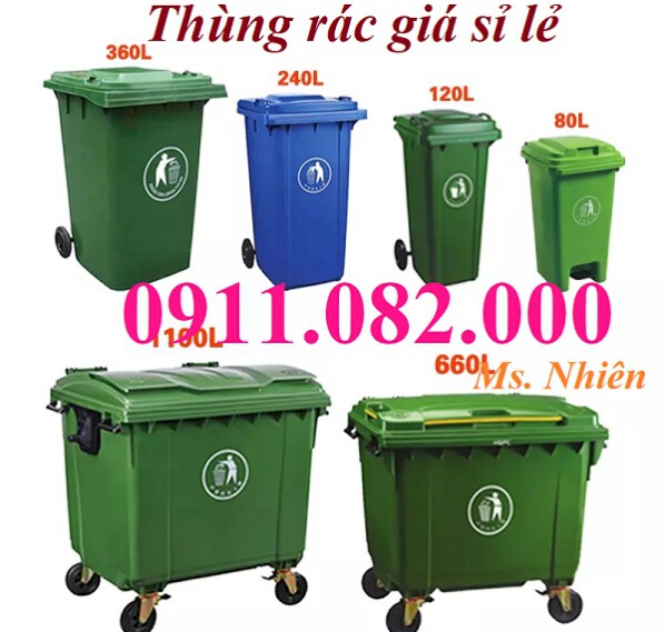 Sỉ giá rẻ số lượng thùng rác 120L 240L 660L giá rẻ tại cần thơ- thùng rác nhựa- lh 0911082000