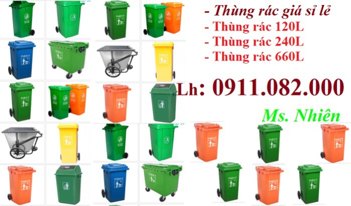 Sỉ lẻ thùng rác nhựa hdpe giá rẻ- thùng rác 120l 240l giá rẻ tại cần thơ- lh 0911082000