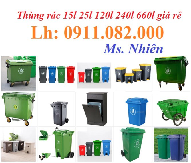 An giang nơi cung cấp thùng rác giá rẻ- thùng rác 120l 240l 660l màu xanh- lh 0911082000