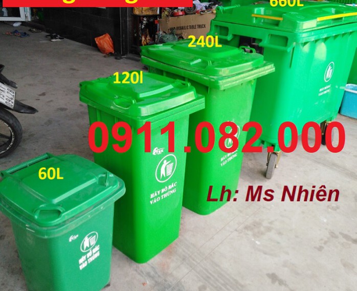 Thùng rác nhựa HDPE hàng mới về giá rẻ- thùng rác xanh, cam, vàng- lh 0911082000 Nhiên