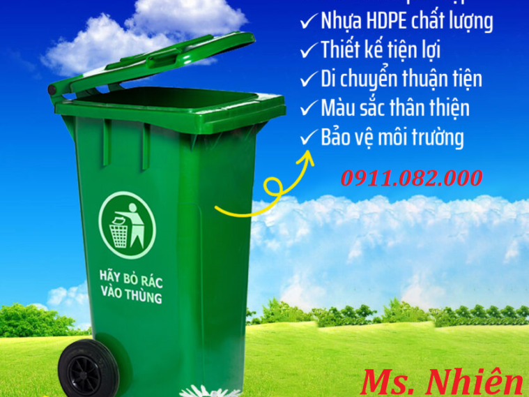 Thùng rác 240 lít giá rẻ tại vĩnh long, hàng chất lượng giao hàng nhanh- lh 0911082000